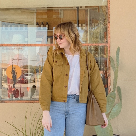 Alex Mill Patrick Denim Jacket in Golden Khaki - Picture 3 of 4